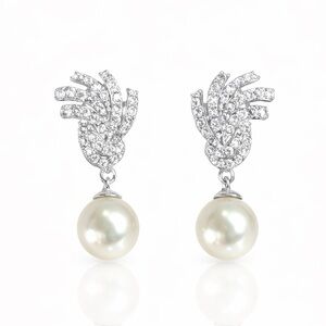 Chic Silver and Pearl Drop Earrings